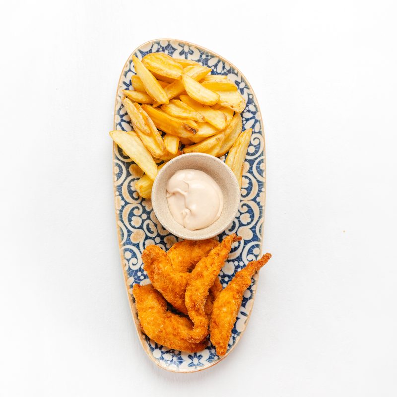 Chicken Croquettes with French Fries